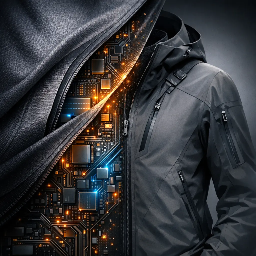 정밀한 기능성 소재와 세련된 실루엣이 결합된 테크니컬 웨어의 디테일 컷