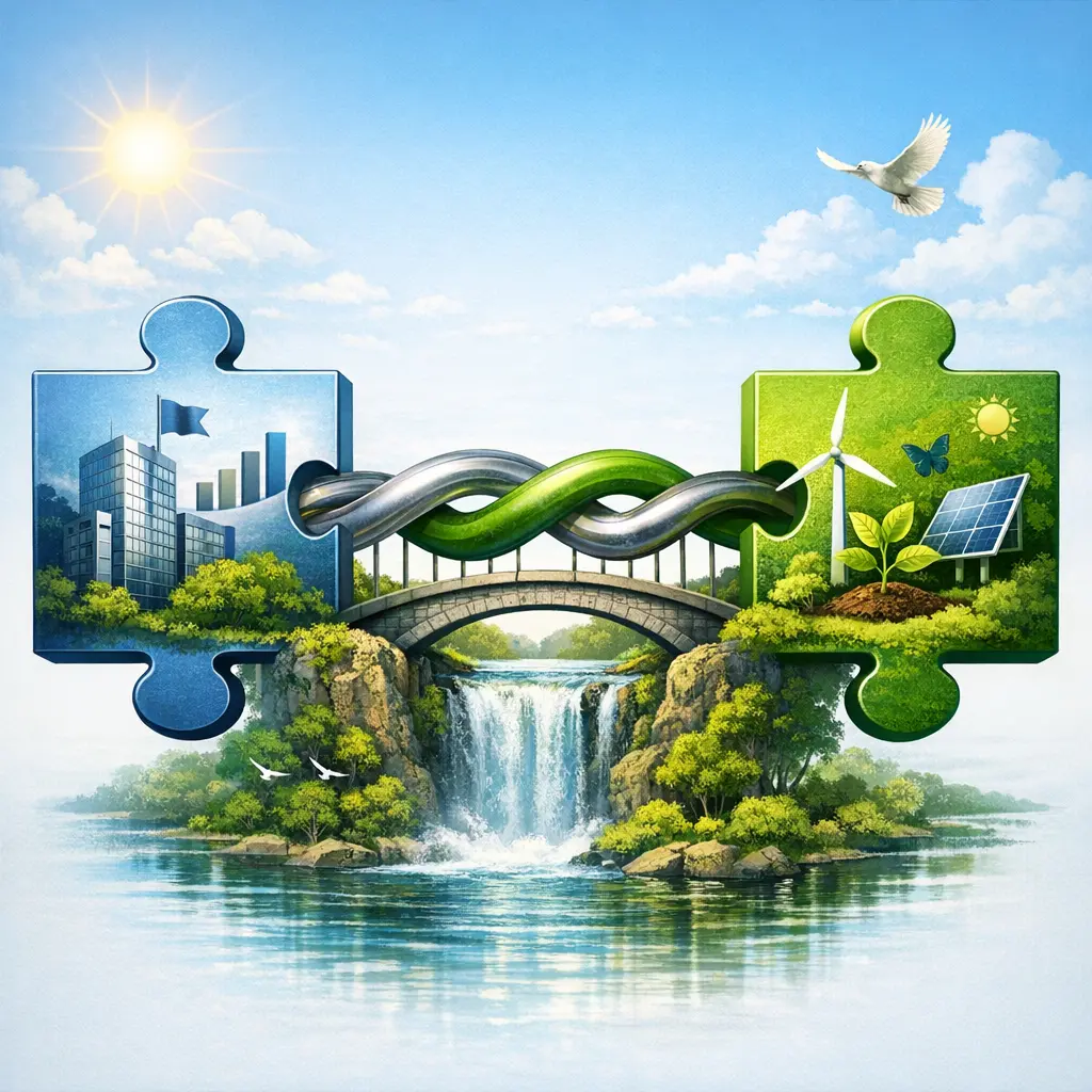 기업 정체성과 환경 보호 목표의 일치성을 시각화한 연결 다이어그램