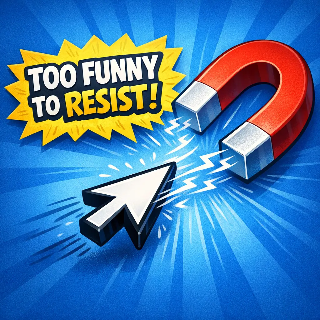 재치 있는 문구에 자석처럼 끌려가는 마우스 커서 일러스트