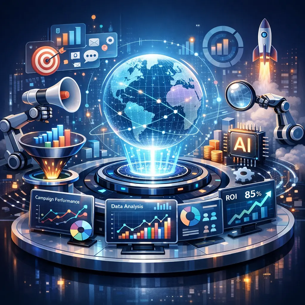 효율적인 캠페인 관리와 데이터 분석 기능이 포함된 2026년형 마케팅 디지털 워크스페이스 대시보드