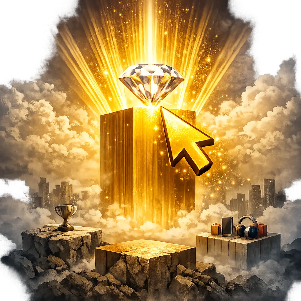 평범한 경쟁 콘텐츠를 압도하는 독보적 가치를 형상화한 클릭 유도 그래픽