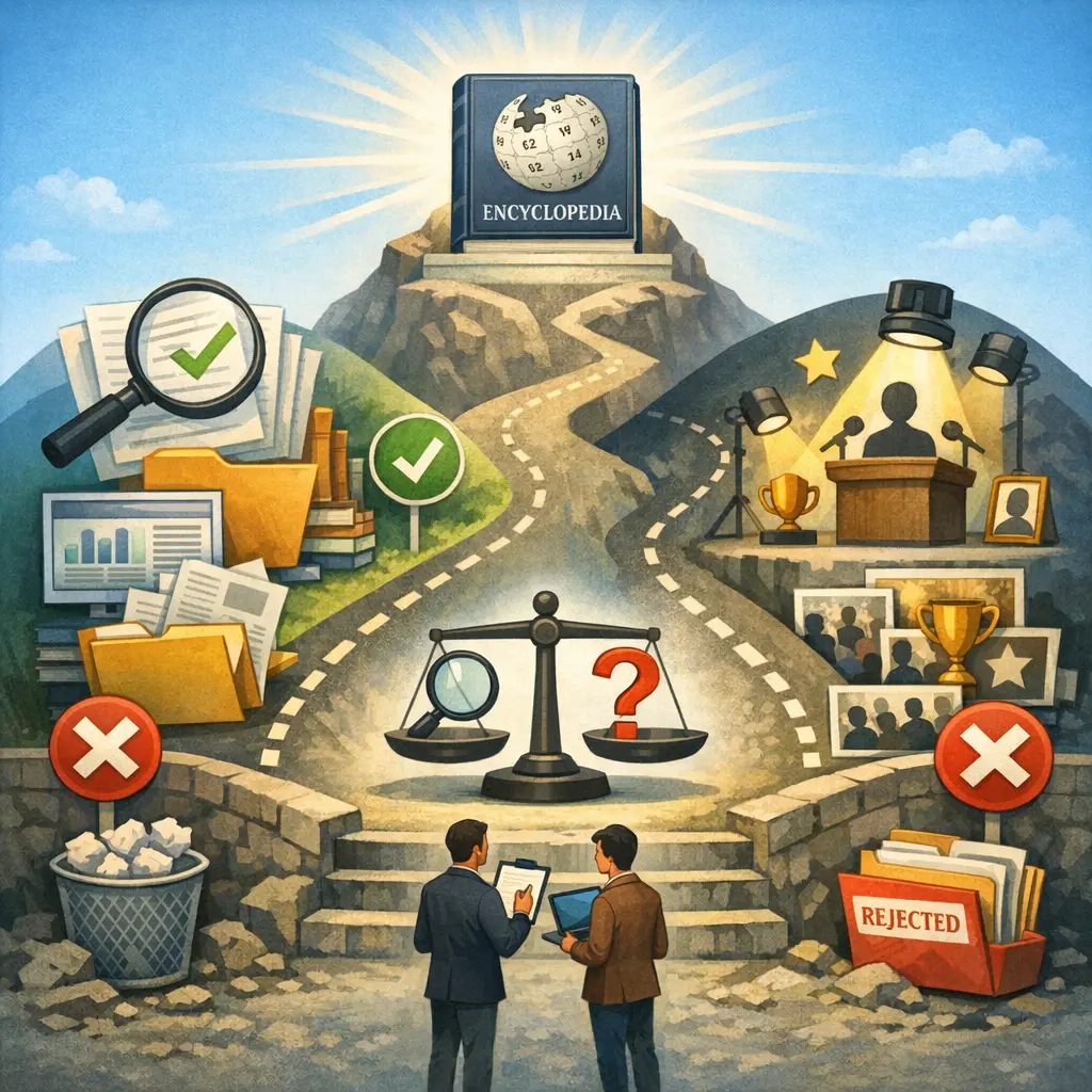 위키백과 가이드라인에 부합하는 객관적 출처 증빙 및 저명성 검토 과정 시각화 자료