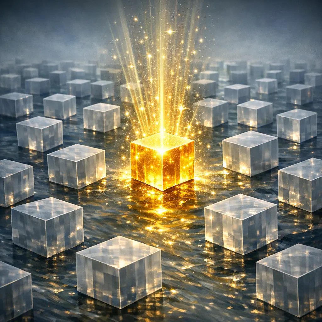 수많은 일반 콘텐츠 사이에서 독보적으로 빛나는 0.1%의 차별화 포인트 시각화 이미지